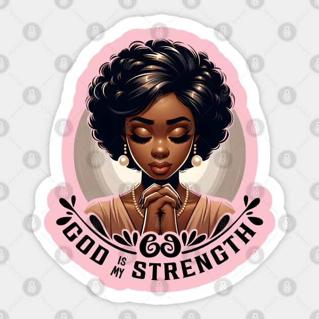 Praying woman - God is my strength Sticker by UrbanLifeApparel